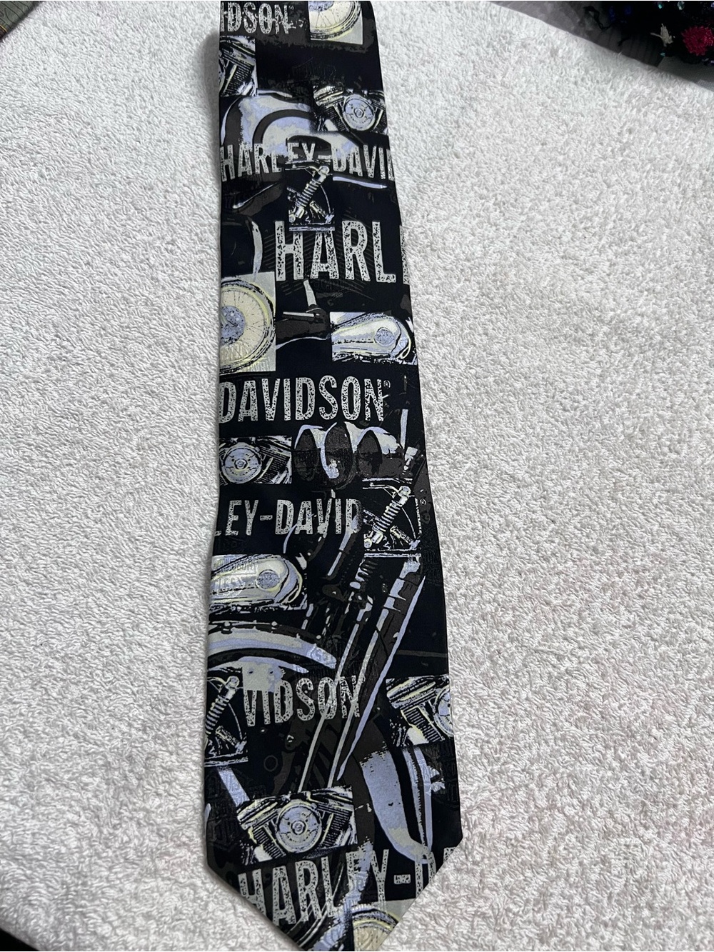 Vintage 1993 Ralph Marlin Harley-Davidson Painted Parts Motorcycle Tie USA